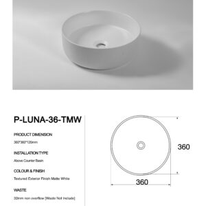 P-Luna-36-TMW-Claya counter top basins