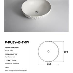 P-Ruby-40-TMW-Claya bathware textured basins
