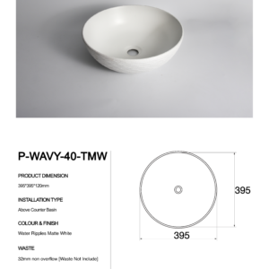 P-Wavy-40-TMW-Claya bathware textured basins