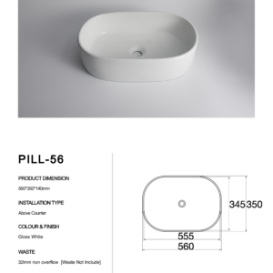 Pill-56-Claya bathware Pill shaped Counter Top basins