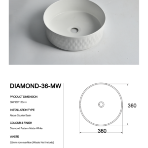 Diamond-36-MW- Claya bathware Counter Top basins