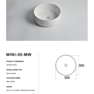 MINI-30-MW-Claya bathware Counter Top basins