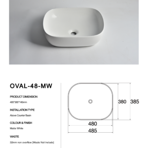 Oval-48-MW-Claya bathware Counter Top basins