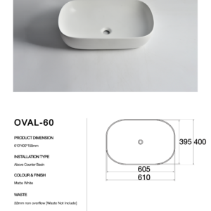 Oval-60 - Claya bathware Counter Top basins