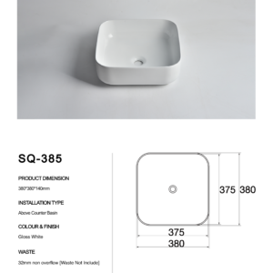 SQ-385-Claya bathware Counter Top basins